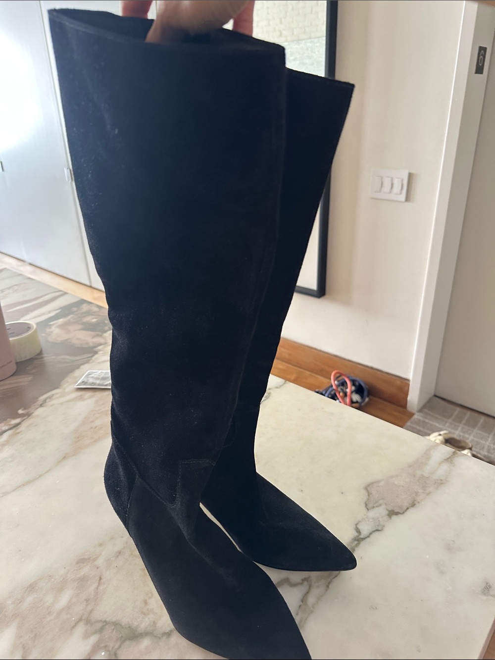 Matisse Black Suede Over-the-Knee Pointed Toe Boots